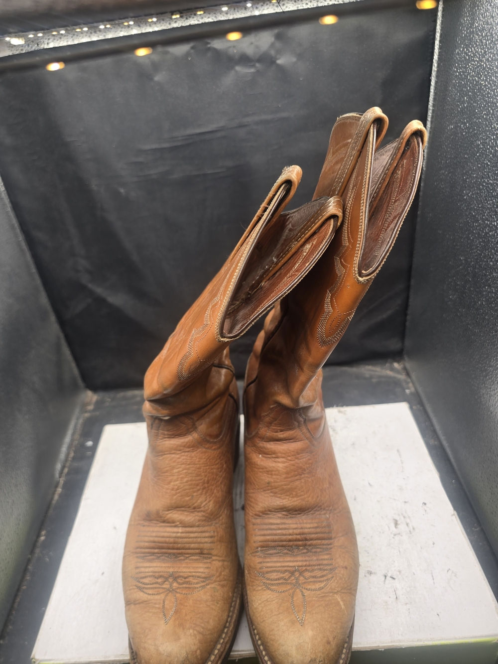 Lucchese Men's Tan Brown Leather Western Cowboy Boots